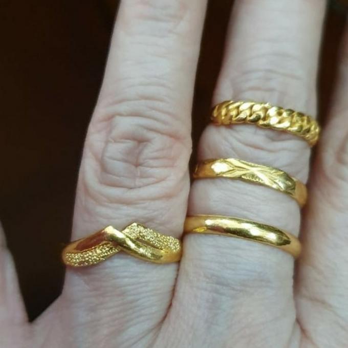 promo perhiasan wanita cincin emas polos 99  24k 24 karat 3 gram 3gram emas asli kuning berkualitas
