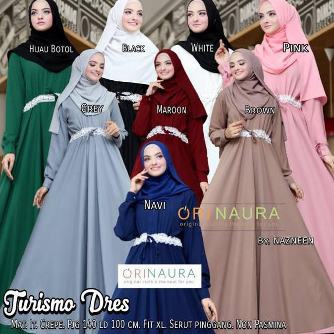 Baju Gamis Wanita Terbaru Turismo Dress Ori Naura Longdress Maxi