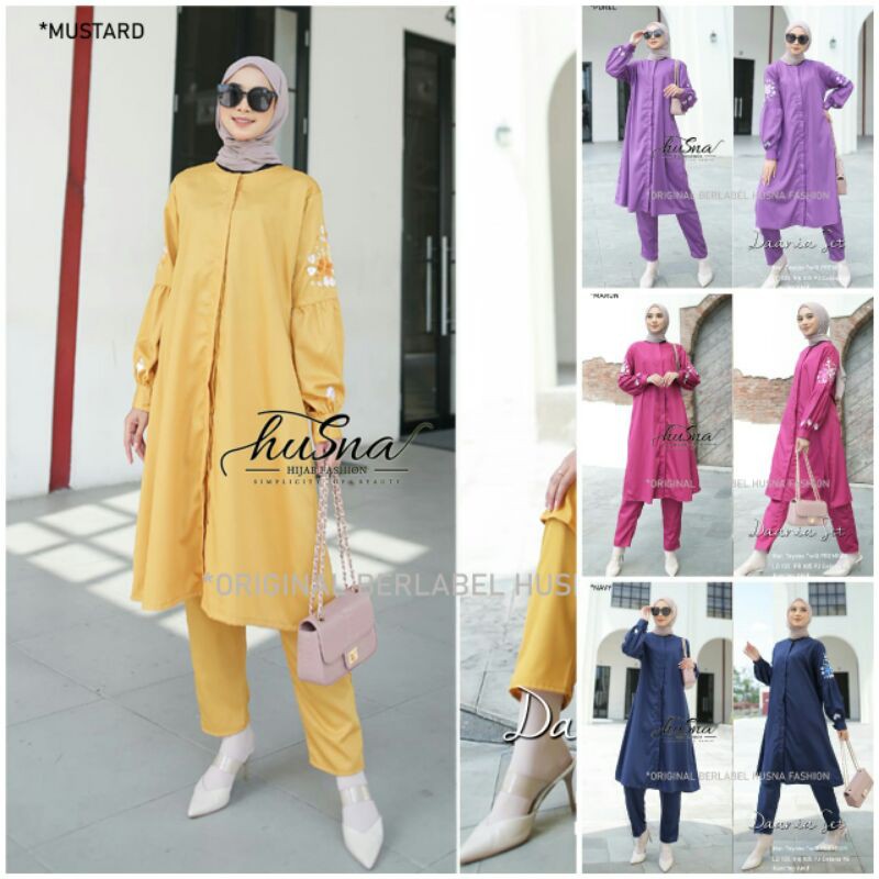 Baju Setelan // Setelan Deania Set By Husna // Setelan Bahan Toyobo Twill Premium