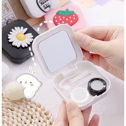 Tempat Soflens/Soflens Case With Mirror dengan Cermin Karakter Lucu