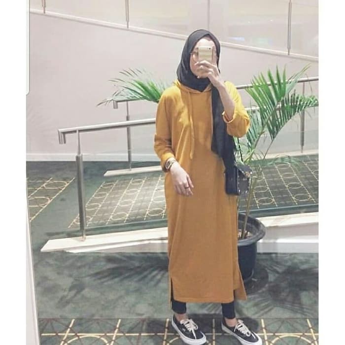 gamis MARRIAM MAXI HOODIE MUSTARD [Gamis 0107] SDY Baju Gamis Wanita Terbaru