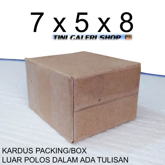 Kardus Packing Box Kecil Uk.7x5x8 cm Luar Polos Dalam Ada Tulisan-2