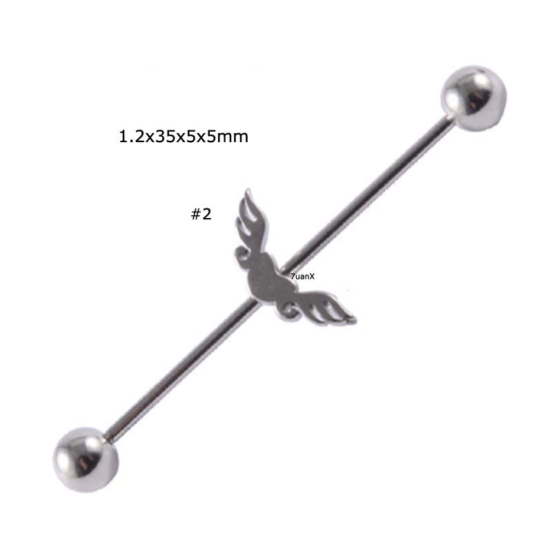 1 Piece Industrial Barbell Earring Piercing Cross Heart Snake Shape Punk Style Unisex