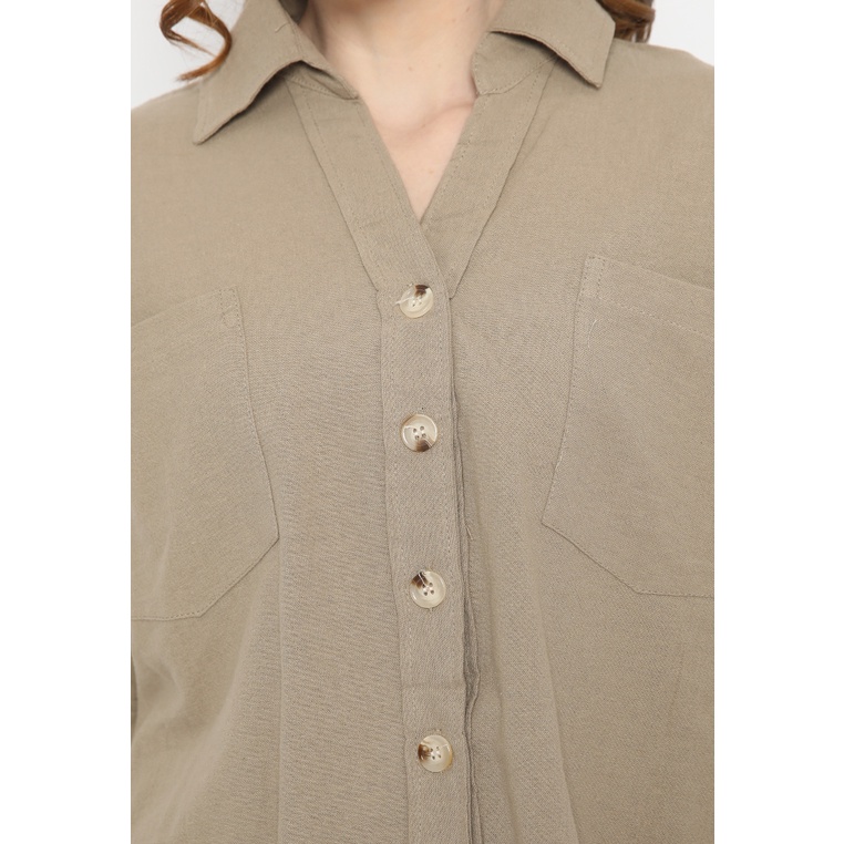 Mannequin Puff Slevess Rami Set-Coklat muda