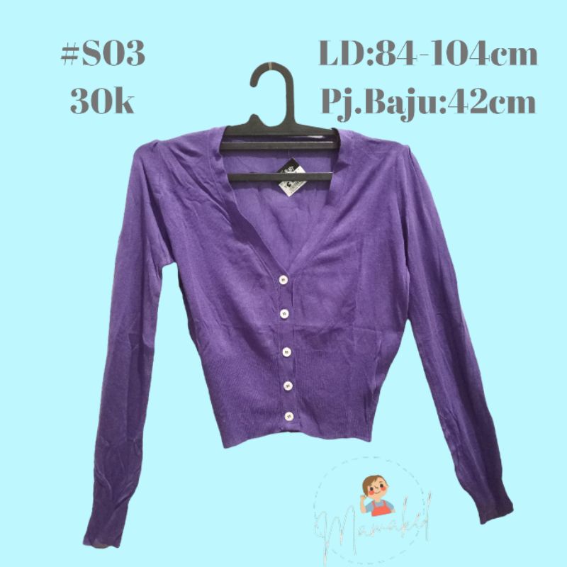 [Thrift] Cardigan Crop Rajut Ungu