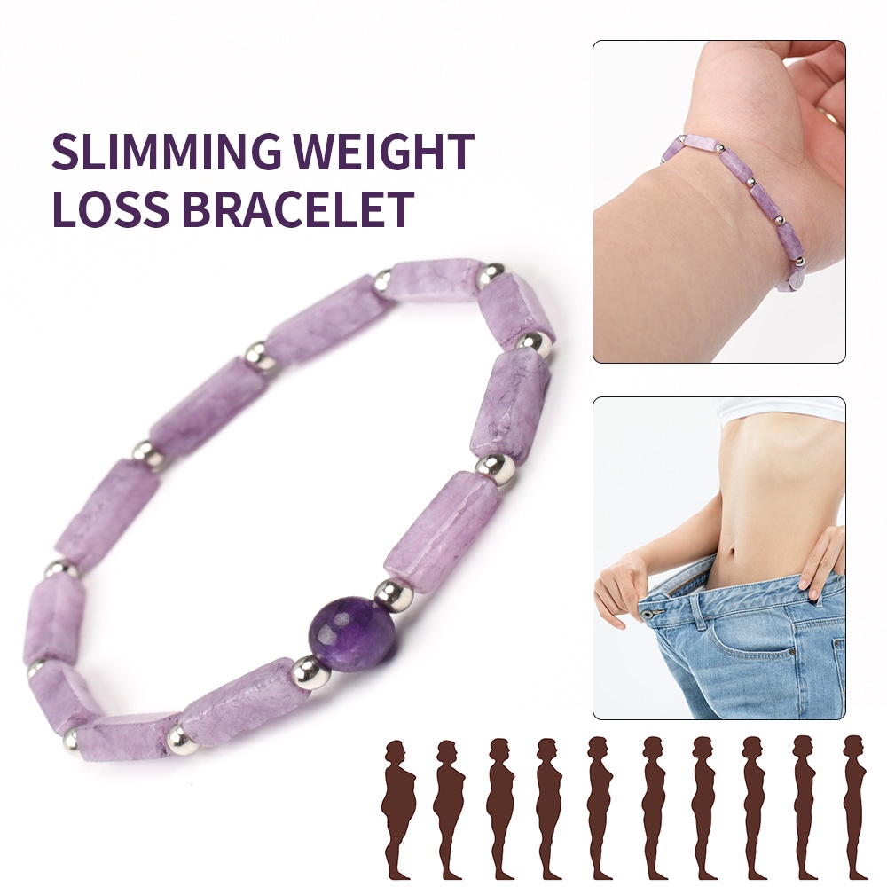 Gelang Manik-Manik Amethyst Alami Bentuk Persegi Adjustable Untuk Menurunkan Berat Badan