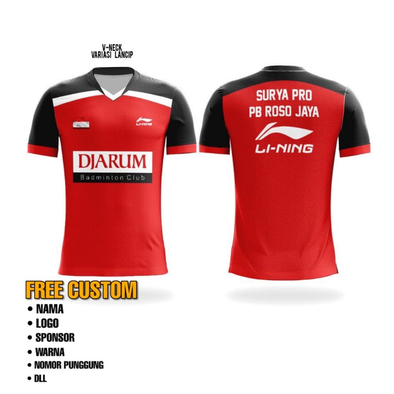 Jersey Custom Fullprinting - Jersey Badminton Bulutangkis Ori - PB DJARUM Li ning