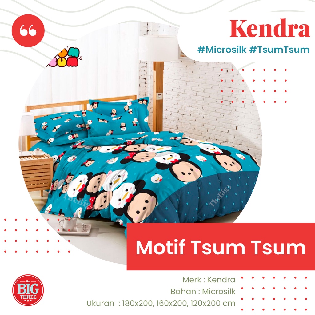 KENDRA Sprei 180X200 / 160X200 motif White Bunny Pooh Iris Marigold Love Latter Linares Tsum Tsum Dream Nessa Forest Friends Love Weekend Green Chevron Unicorn Carnival Coffee Time Summer Driving Kitty  - SP 180 160 King Queen TBT