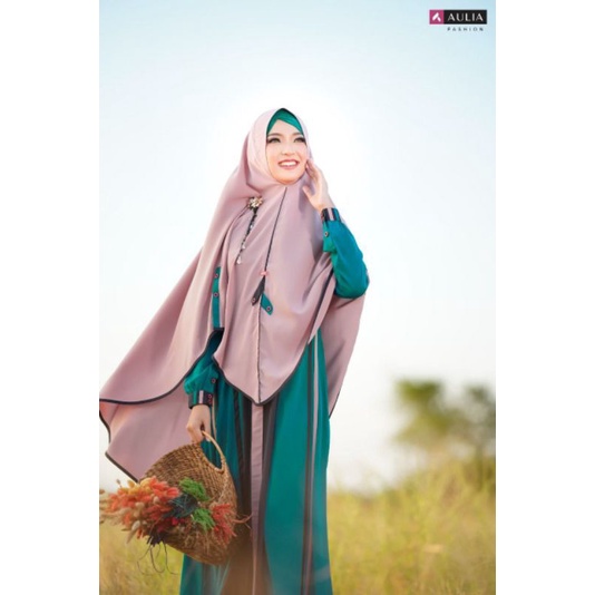 Set Gamis HAFLANI PEACOCK GREEN by Aulia Fashion