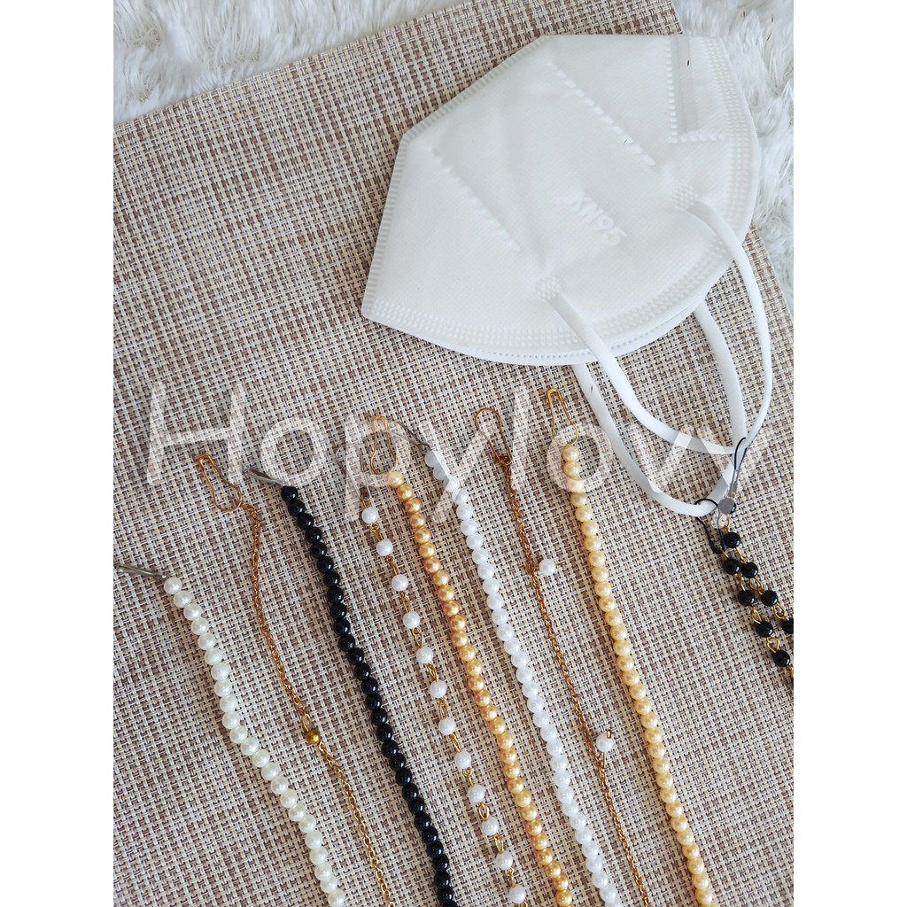 Strap masker korea / kalung masker mutiara / masker chain rantai mutiara/ gantungan strap mask HL