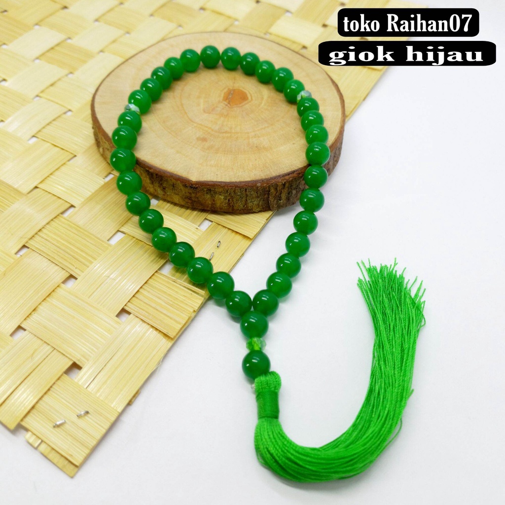 TASBIH BATU GIOK HIJAU 33 BUTIR 8MM RUMBAI