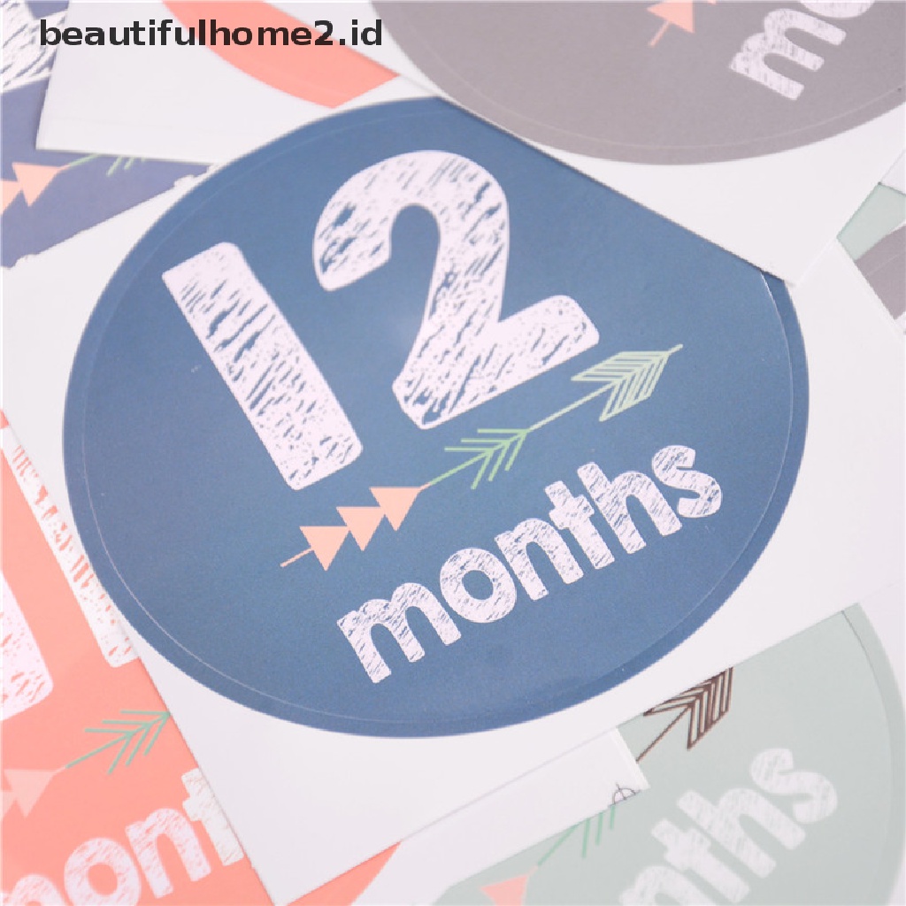 (Beautifulhome2) Buku Literatur Bahasa MandarinId 12pcs / Set Stiker Foto Bayi 1-12 Bulan Diy