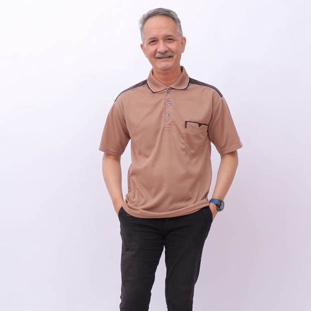 SIZE XL XXL XXXL KAOS WANGKI KERAH TSHIRT TERMURAH /KAOS KERAH PRIA / KAOS KERAH BAPAK BAPAK-KREAM