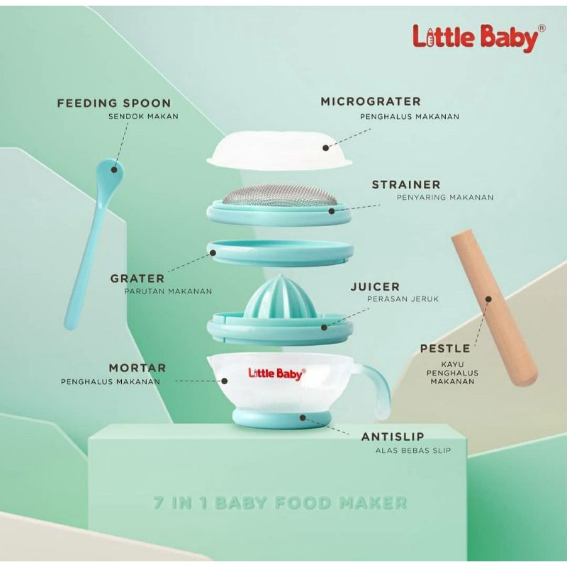 LITTLE BABY Home Food Maker Alat MPASI Ulekan Saringan Bubur Bayi Pembuat Makanan Bayi