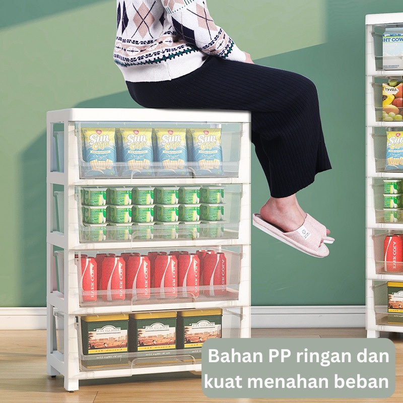 TERLARIS HALU Lemari Plastik Pakain/Buku/Mainan Anak/Snack Multifungsi Laci Susun Storage Cabinet