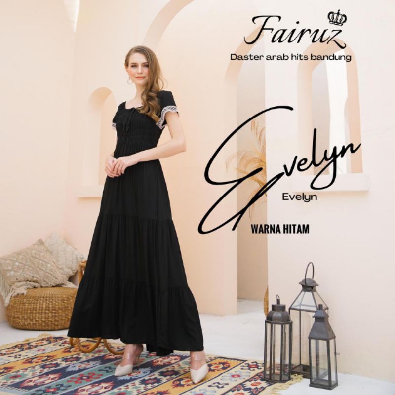 Daster Arab FAIRUZ EVELYN Long Dress Rayon sabrina Top crop super klok