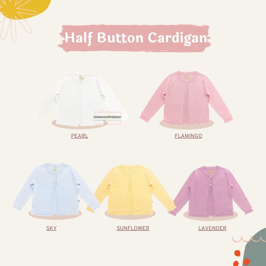 Bamboo And Bub Cardigan Half Button Belle - Baby Kardigan Jaket Sweater Knitted Little Bubba Rajut Lucu Luaran Anak Bayi