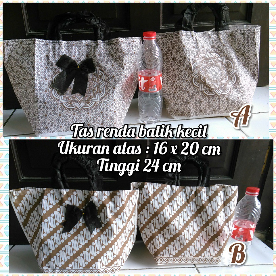 Tas batik renda kecil utk rice bowl / kue kering / thinwall / paket sembako mini / snack box