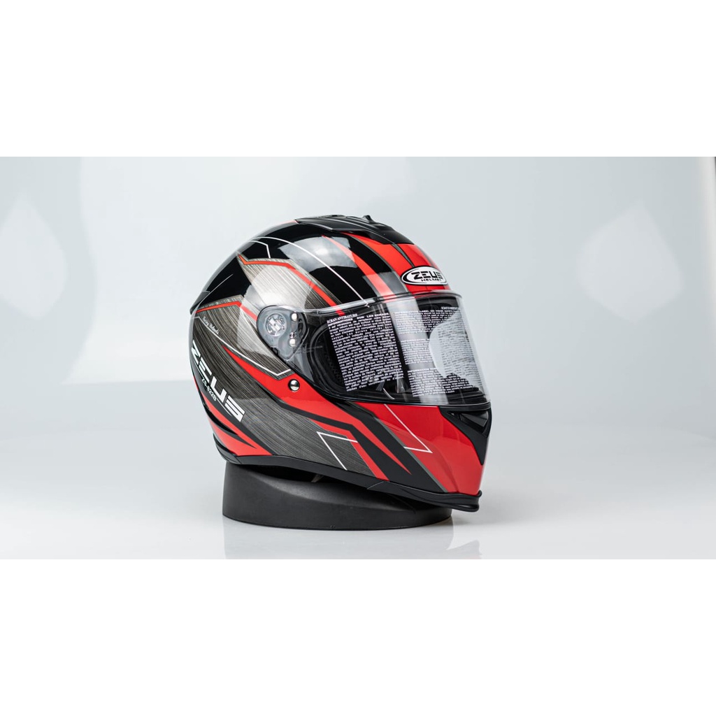 HELM MOTOR ZEUS 822 ZS822B ZS822 822B BLACK / AO21 AO 21 RED  HELM IMPORT ORI SNI