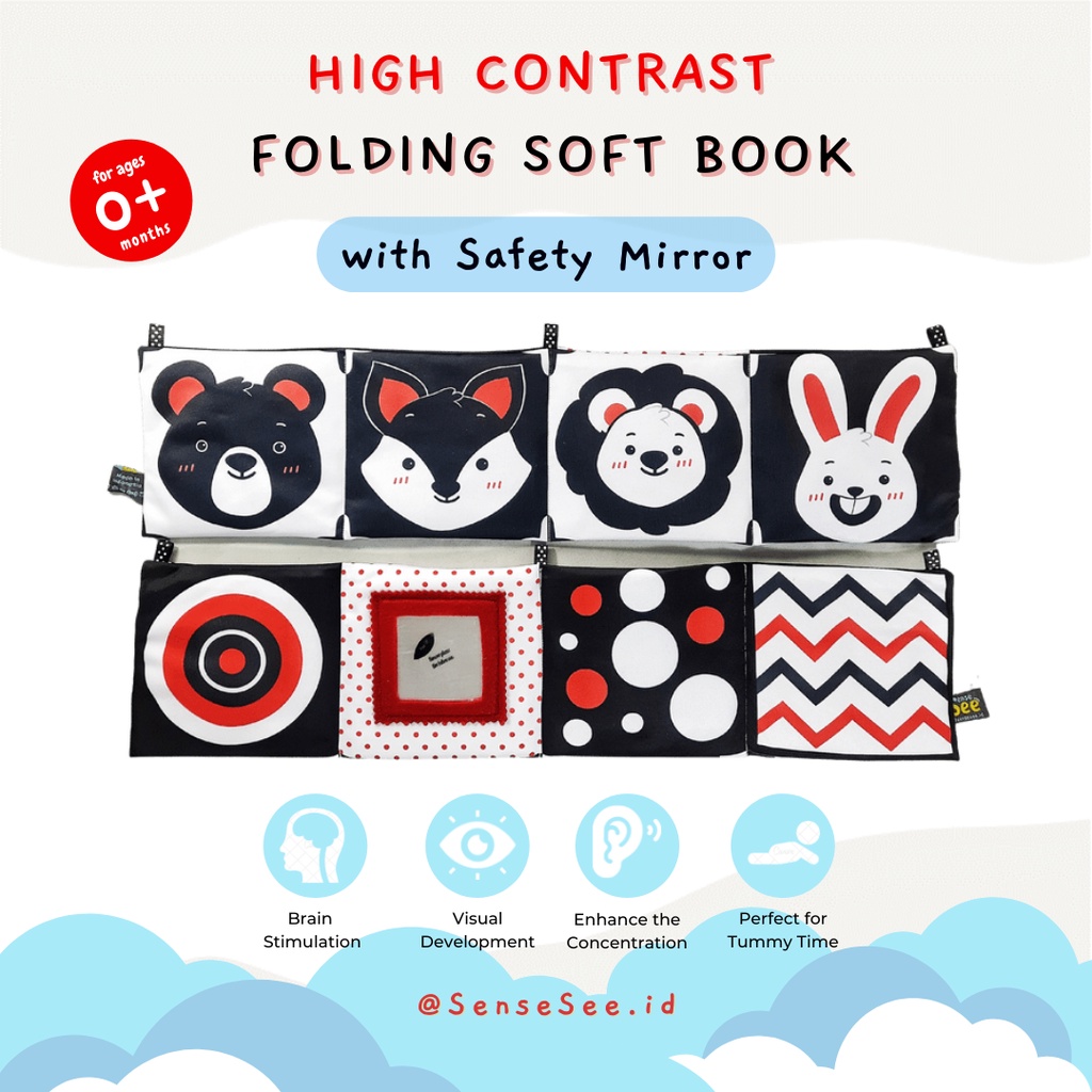 Sense See | Folding Book Baby  -  High Contrast Soft Book Untuk Newborn Baby dibawah 1 Tahun