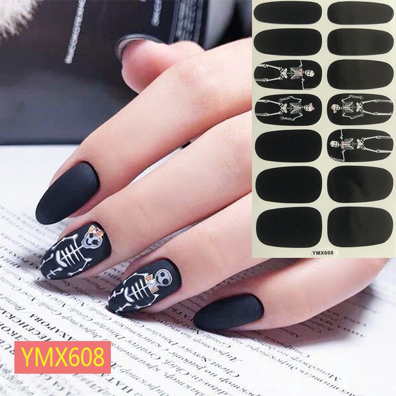 1 Lembar Stiker Kuku Motif Labu Hantu Kastil Halloween Untuk Dekorasi Manicure