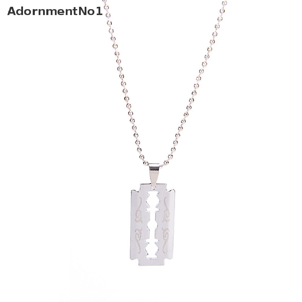 (AdornmentNo1) Favorite Kalung Rantai Dengan Liontin Pisau Cukur Bahan Stainless Steel Untuk Pria