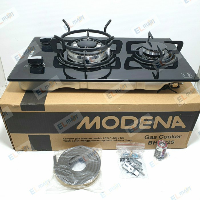 Kompor Gas Tanam Modena 2 Tungku BH 0325 Gas Hob Liscio BH0325 Kaca