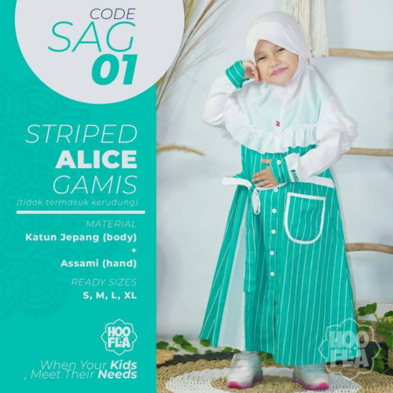 Stripe Alice Gamis , gamis anak perempuan / gamis anak lucu