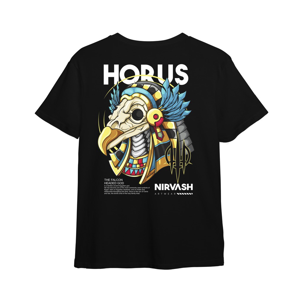 Nirvash Kaos Baju Distro Pria Black Combad 24 S Fit Size M L XL Motif Horus