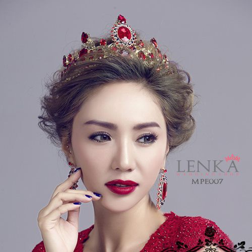 [TOKO TERPERCAYA] AKSESORIS CROWN MAHKOTA PESTA CRYSTAL RED DIAMOND WANITA MPE007