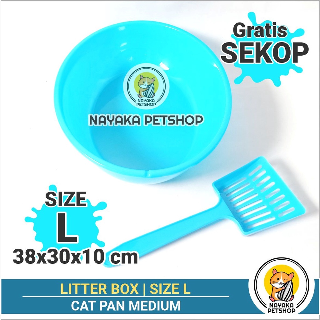 Size L Litter Box Kucing Gratis Sekop Baki Zeolit Gumpal Wangi Wood Pellet Bak Pasir Cat Toilet Kotak Kotoran Hewan