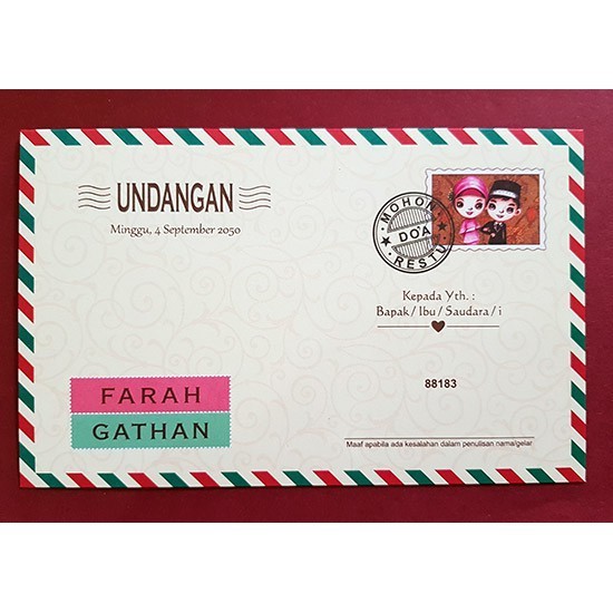 UNDANGAN PERNIKAHAN MODEL AMPLOP (FREE THANKS CARD)