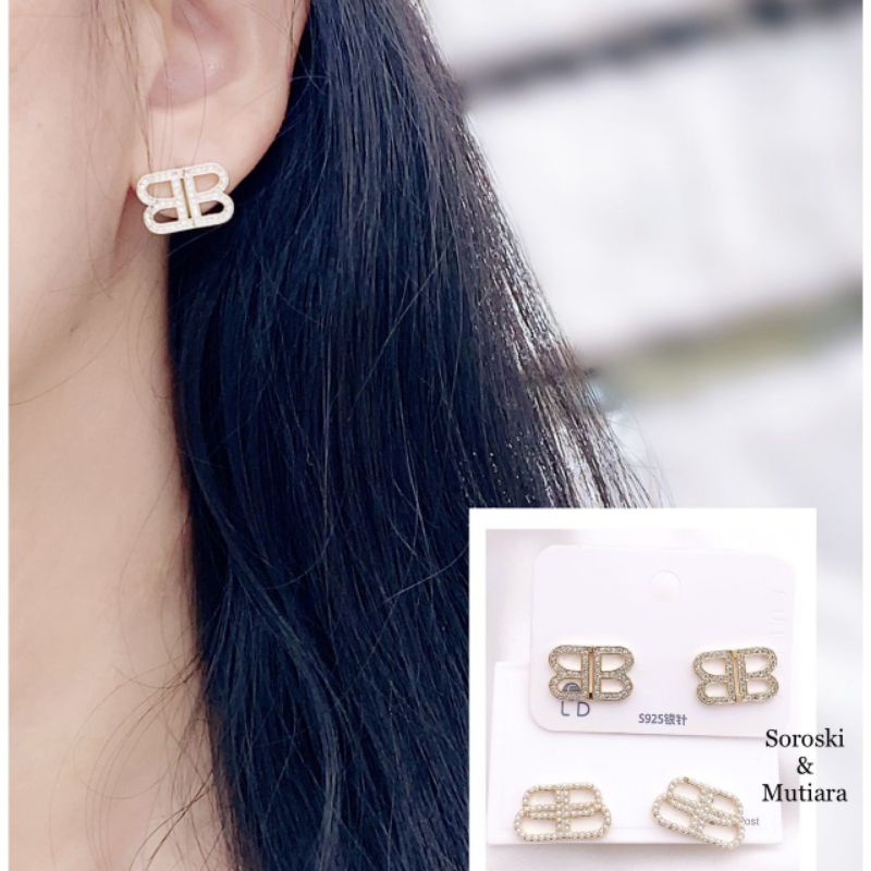 Anting Silver925 perak Platgold mata kilau Branded Premium Quality Anti karat anti alergi R2828