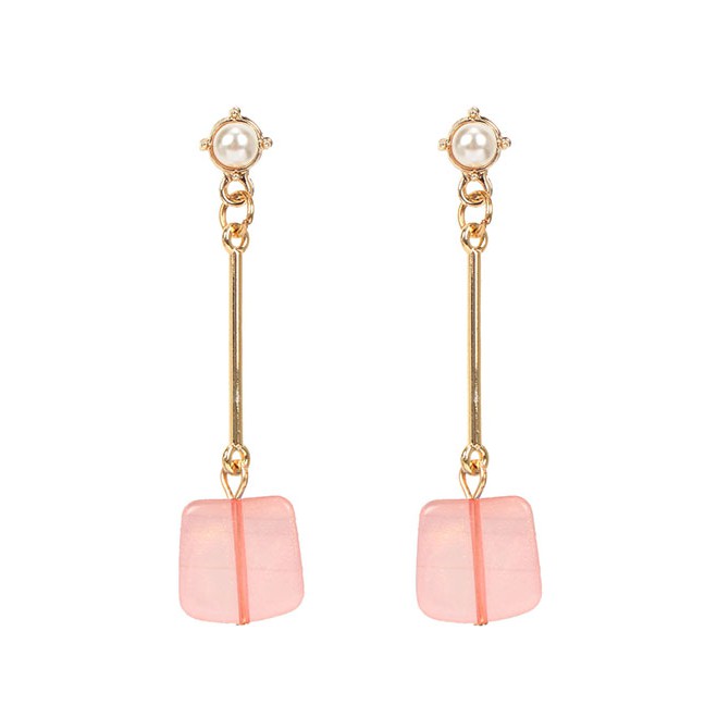 LRC Anting Tusuk Fashion Plated Metal Imitation Pearl Earrings F58370