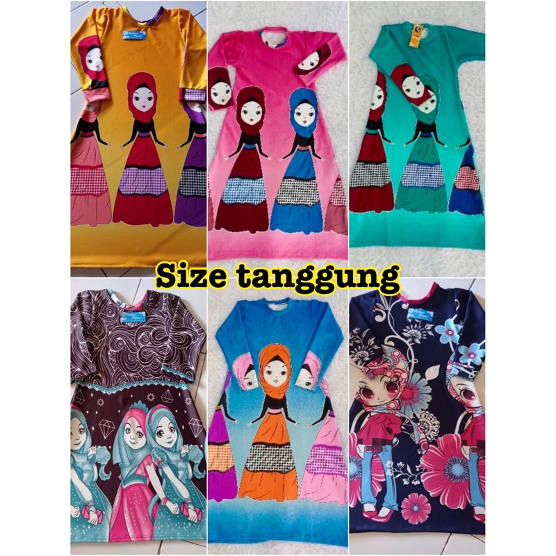 Gamis scuba dan gamis jersey hijaber untuk anak usia 2-14 tahun