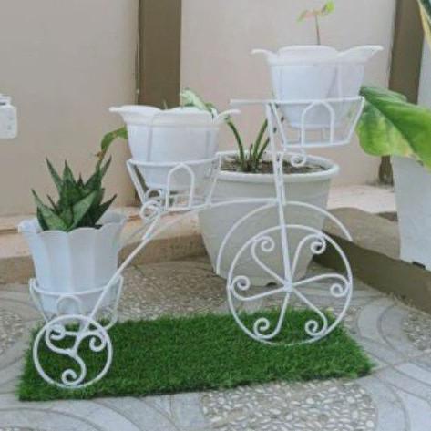 lgx STANDING POT RAK BUNGA BESI SEPEDA CANTIK LUCU Ukuran Kecil / Mini m47➸
