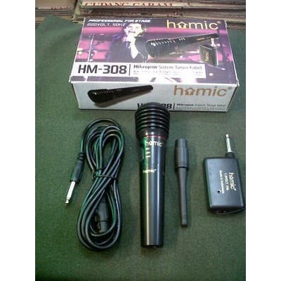 Mic Wireless Microphone Microfon Homic HM308 HM 308 tanpa kabel