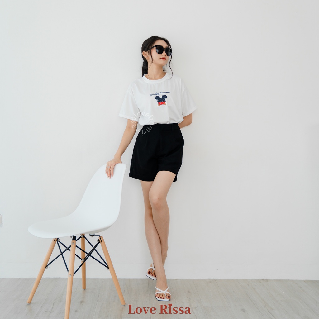 Kaos Tshirt Disney Oversized Korean Streetwear Baju Wanita Lengan Pendek Love Rissa