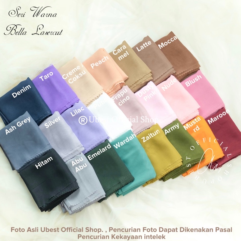 Jilbab Hijab Bella Square Lasercut Segi Empat Premium / Bella Lasercut / Kerudung Segiempat Lasercut