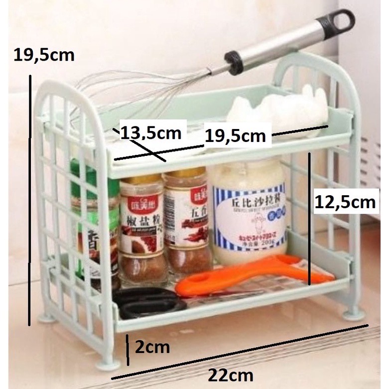 RAK PLASTIK Susun 2 Rack Plastik Mini Dapur Dinding Kamar Mandi Serbaguna Organizer Tempat Bumbu - BUM