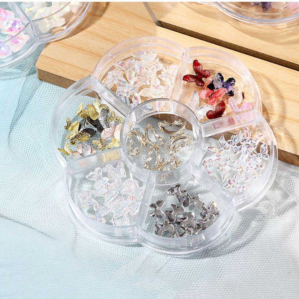 Top Nail Art Ornamen Kupu-Kupu 3D Flakes Slice Kuku Glitter Kristal Mewah