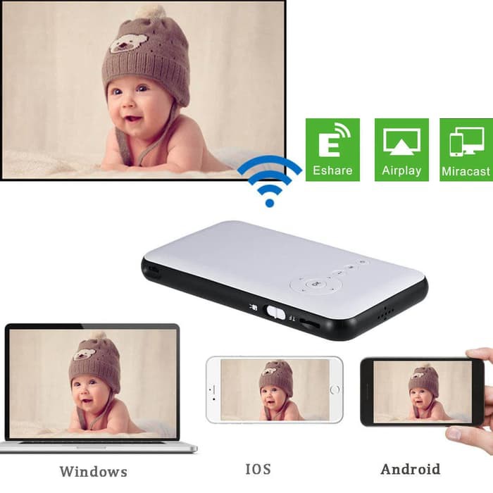 Murah Mini pocket projector 1080P 4K Home Theater Android 7.1 Wifi Bluetooth