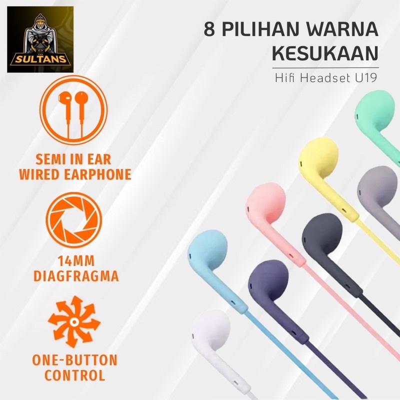 PROMO HANDSFREE U19 MAKARON PACKING KOTAK CHROOM PANJANG PREMIUM STYLE