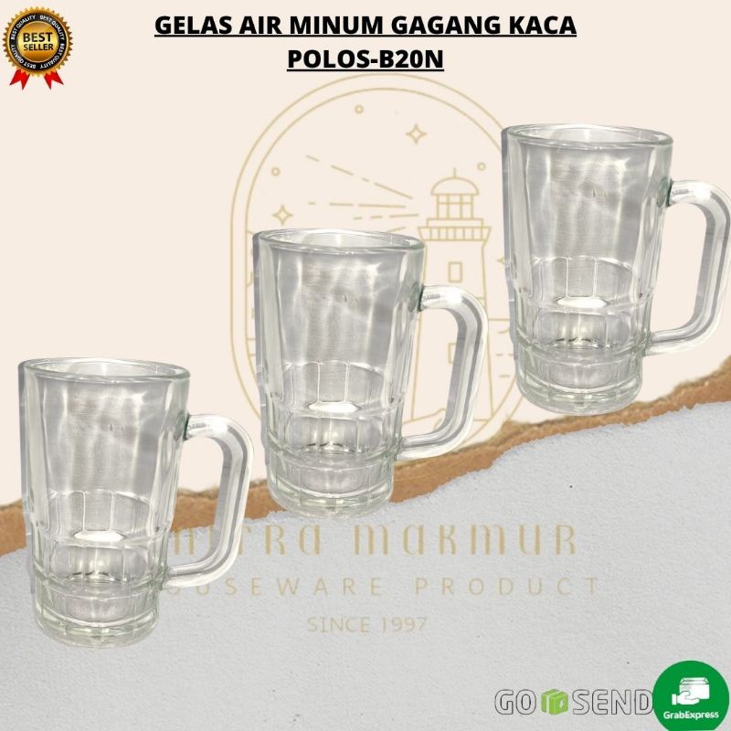 GELAS AIR MINUM GAGANG POLOS @6pcs / B20N