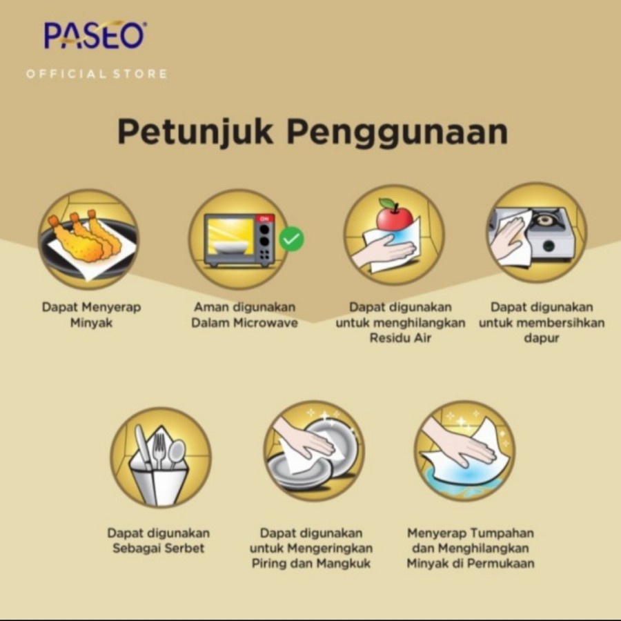 Paseo Calorie Absorb | Tissue Penyerap Minyak &amp; Air | Tissue Dapur 3 Roll