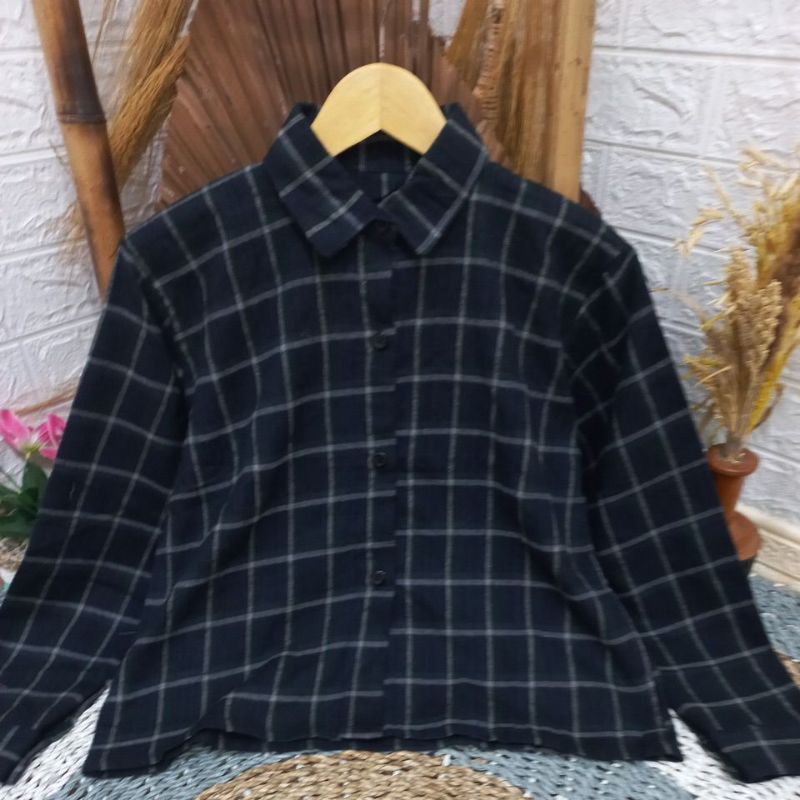 KEMEJA FLANEL IMPORT TOPCROP//ATASAN WANITA FLANEL IMPORT