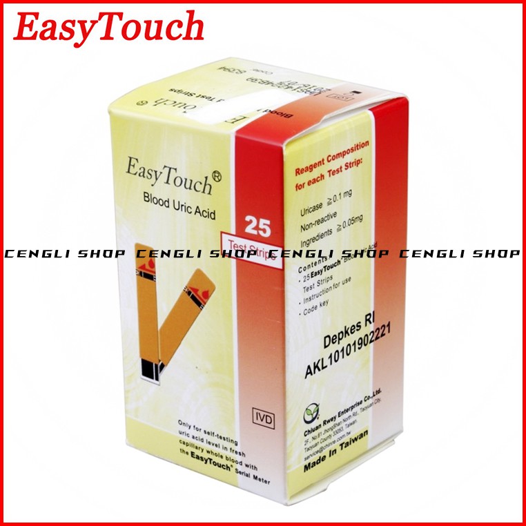 EASY TOUCH BLOOD URIC ACID STIK STRIP ASAM URAT EASYTOUCH TEST STRIPS CEK TES CHECK STICK