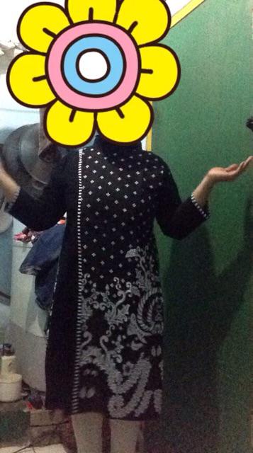 Ld 110 Tunic Santika Kembang Gurita Tunik Batik Jumbo Tunic Batik Seragam Batik Kerja Batik Hitam