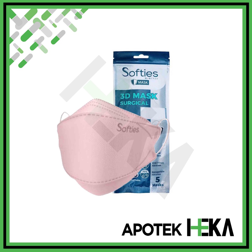 Softies Surgical Mask 3D Putih Sachet isi 5 - Masker KF 94 4 Ply (SEMARANG)