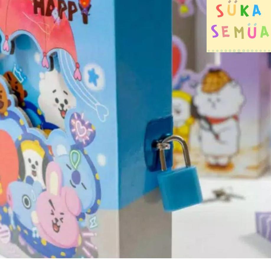 

➮kz Terbaru➮ Buku Diary BT21 - BTS dalam box + gembok // Note Book Notebook Buku Catatan Harian Hardbox Tebal Dengan Kunci KPop Army Bangtan Lucu Imut Bagus Karakter Chimmy Tata Cooky Koya - warna pink biru ungu - COD ( Bandung ) 67 ➮